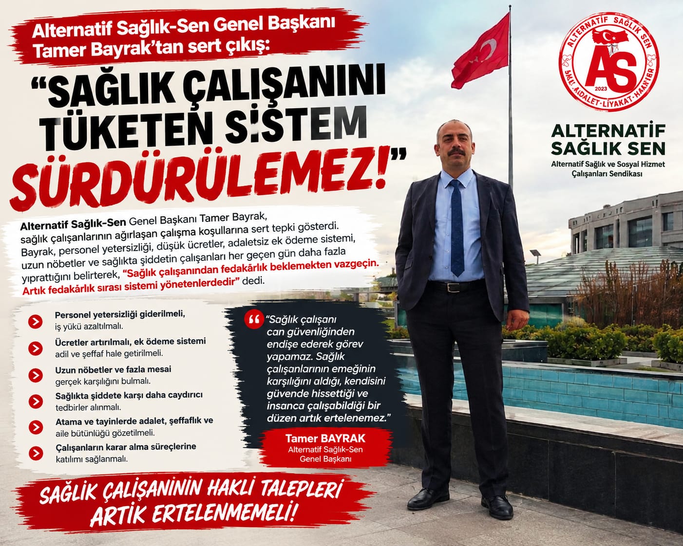 Bayrak’tan sert çıkış: “Sağlık çalışanını tüketen sistem sürdürülemez!”