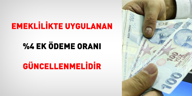 Emeklilikte Uygulanan %4 Ek Ödeme Oranı Güncellenmelidir