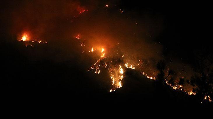 Kaş'taki orman yangınına ekiplerin karadan müdahalesi akşam saatlerinde de sürüyor